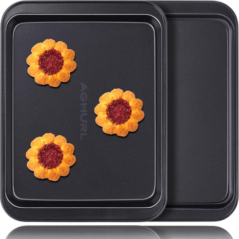 Baking Sheets, Small Cookie Trays, Nonstick Carbon Steel Baking Pan, Bakeware Set, 2-Pack, 9.45 X 7.09 Inch (Inner 7.5x6)...