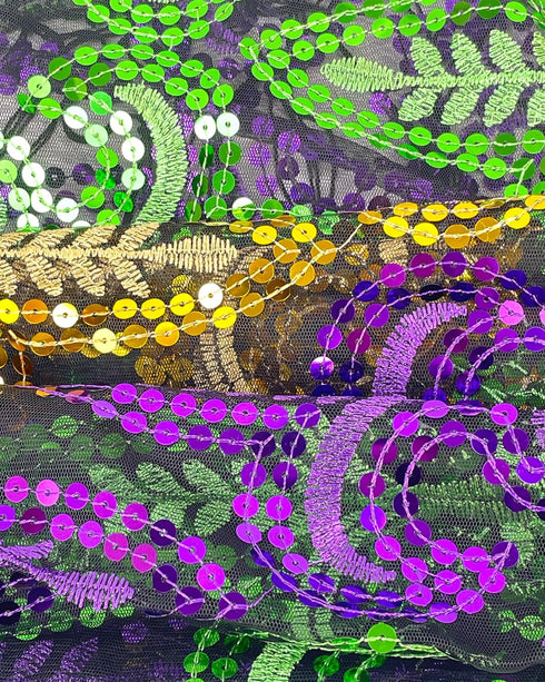 QLINLEAF Mardi Gras Shawl Scarf Sequin Mardi Gras Outfit for Women with Headband and Earrings Canival Party Favor...