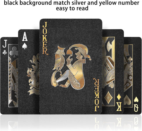 Joyoldelf Black Playing Cards with Dollar Pattern, 2 Pcs Playing Cards - Cool Poker Cards/Playing Cards with Box, Waterproof Playing Cards for Par...