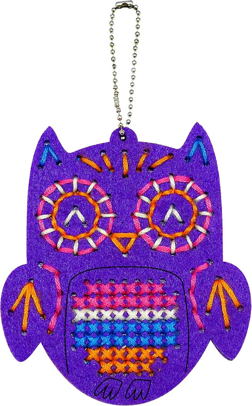 C.S. Kids KC06 Owl Keychain, First Sewing Arts & Crafts Gifts - Animal Crafting Keychain | Educational DIY Cross-stitch Sewing Kit for Kids, Sew Y...