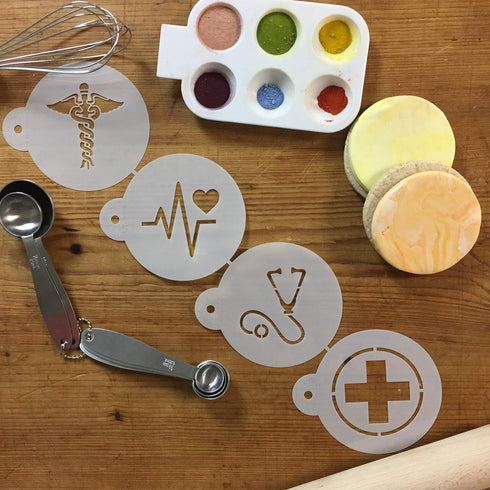 Medical Symbols Cookie Stencil Set C992 By Designer Stencils Beige/Semi-Transparent, 2.5 x 2.5...
