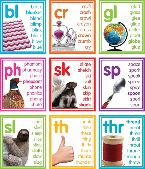Teacher Created Resources Colorful Photo Cards Digraphs and Blends Bulletin Board (TCR8503)...