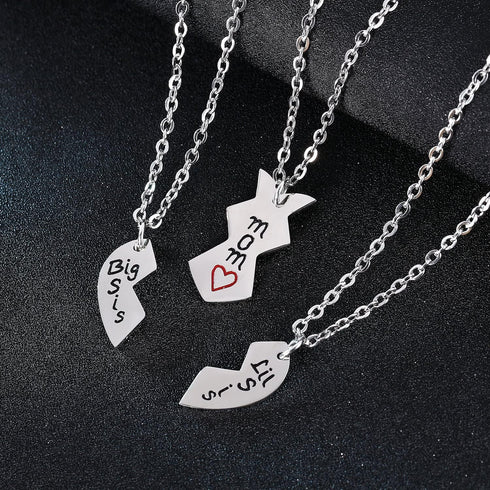 3PCs Mom Lil Sis Big Sis Necklace Mom Gifts Mommy MaMa Necklace Mother Necklace Mothers Day Christmas Birthday Gifts from Daughter Necklace Set Bi...