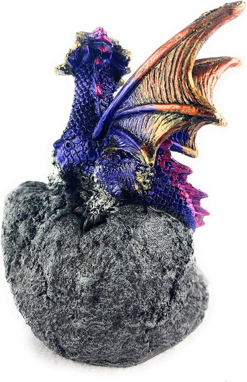 Ain’t It Nice Dragon Statue Rock Faux Geode Cavern Sparkling Medieval Collectible Fantasy Dragon Figurine Décor, Blue 3(L) X 1.5(W) X 4(H) inches...