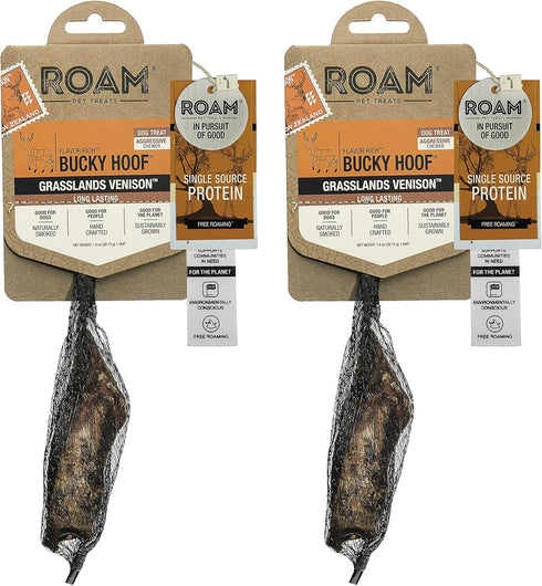 ROAM Pet Treats Bucky Hoof Pack of 2 – Grasslands Venison Hoof Dog Chew, Single Ingredient, All Natural, Grain-Free, & Gluten-Free...