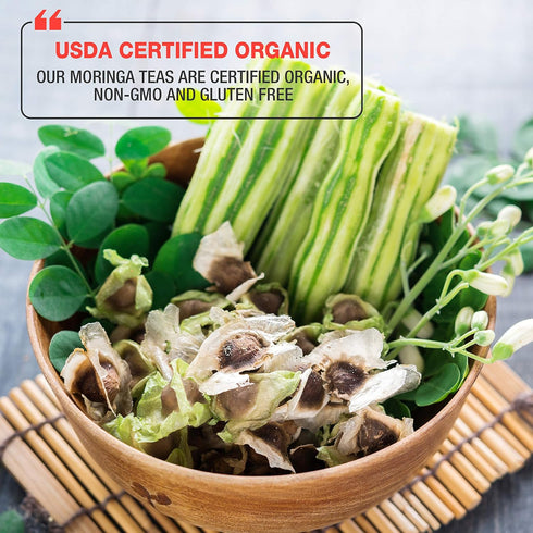 Tipson Organic Moringa Caffeine Free Herbal Tea - Mango Flavor - 25 Premium Double Chambered Bags -Superfood Tea - Keto/Paleo Diet Compatible...