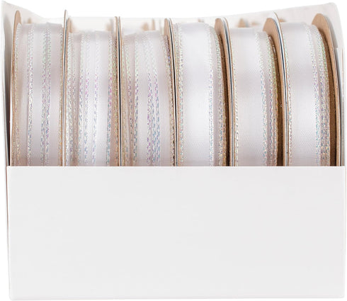 Offray Assorted Widths Opalescent Satin Craft Ribbon Pack, 96 Total Yards, Multi-colour...