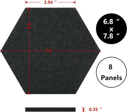 Vienrose Hexagon Felt Bulletin Board Self Adhesive Pin Board Wall Decoration Tiles with 35 Push Pins for Office Home and School, Black 8 Pack...