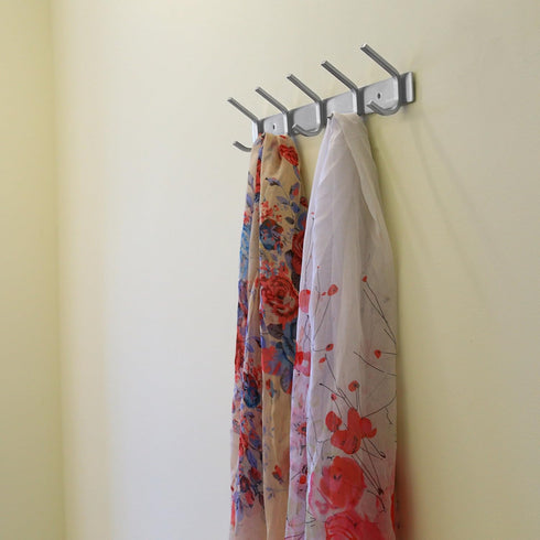 WEBI C-CBG05 Heavy Duty SUS 304 Hook Rail Coat Rack, 5 Hooks, Great Home Storage & Organization for Bedroom, Bathroom, Foyer, Hallway, Brushed Fin...