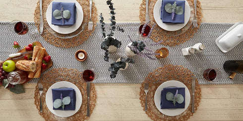 DII Woven Basic Tabletop Collection Chevron Table Runner, 15x72, French Blue...