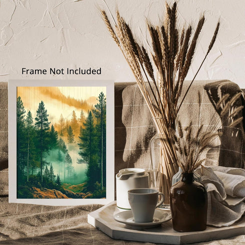 Posterizer 1 pcs-beautiful nature scene with evergreen trees and mountains 10-Landscape & Nature Art-Gift for Art Lovers-Decor for Home & Office- ...