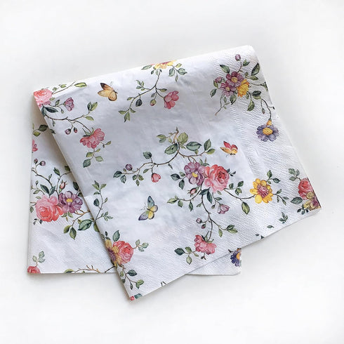 Colored Paper Napkins, 20 Count Shabby Chic Napkins for Wedding, Dinner Tea Party Shower (Butterfly & Flower II)...