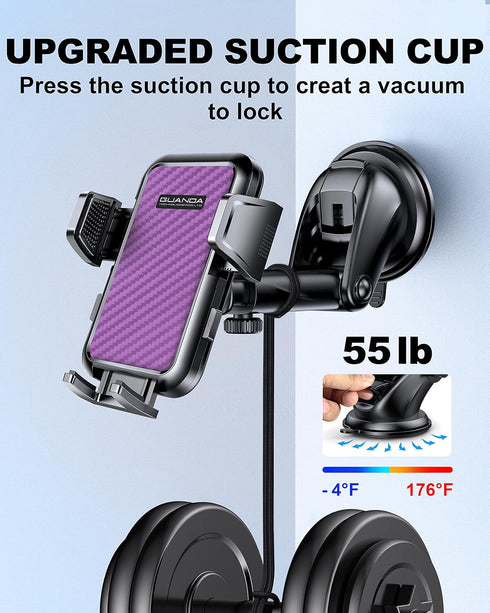 Universal Car Phone Holder for Dashboard Windshield, Hands Free Phone Mount for Car, Automobile Cradles Desk Phone Holder Stand with Suction Cup f...
