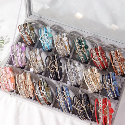 Long tiantian Heart Leather Wrap Bracelets for Women Handmade Stackable Boho Cuff Bangles Bracelet Trendy Birthday for Her...
