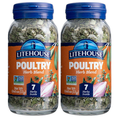Litehouse Freeze Dried Poultry Herb Blend - Substitute for Fresh Poultry Herb, Jar Contains 7 Herbs, Organic, Poultry Herb Blend Seasoning, Non-GM...
