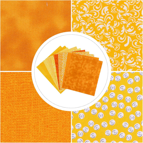 10pcs Yellow Patchwork Group Patchwork Quilt Cloth Christmas Sewing Fabric Fat Quarter Bundles Fabric Squares for Sewing Quilted Fabric Patchwork ...