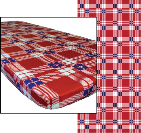 In the Breeze 8002 Plaid 30 Inch x 72 Inch Fitted Tablecloth...