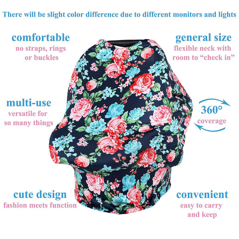 TUOKING Car Seat Covers for Babies, Multi-Use Cover-Silky Mom Nursing Cover Infant Breastfeeding Scarf Shopping Cart High Chair Ultra-Soft Stretch...
