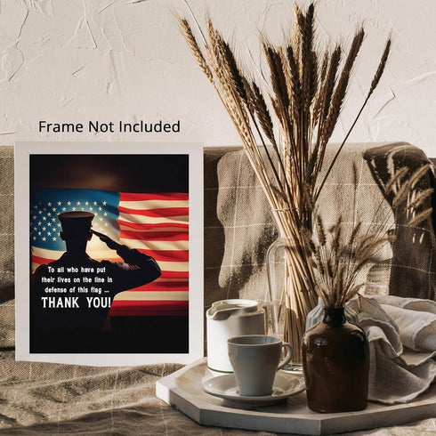 Posterizer 1 pcs-To All Who Have Defended This Flag-thank you-Motivational & Inspirational Art-Gift for Patriots, America Fans-Living Room Bedroom...
