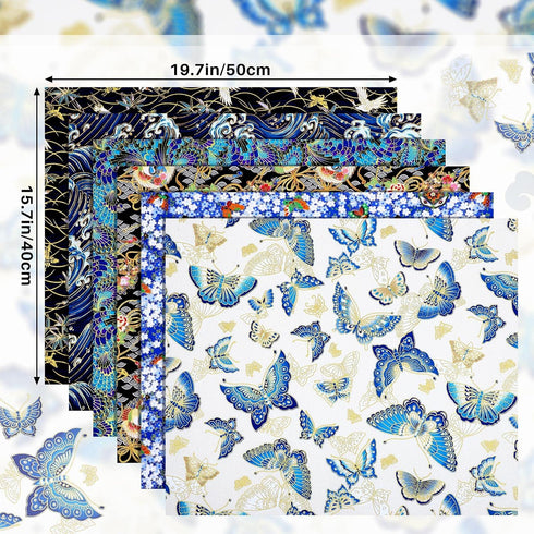 6 Pcs 20'' x 16'' Japanese Fat Quarters Quilting Fabric Bundles Japanese Printed Furoshiki Wrapping Cloth Squares Quilting Patchwork Fabric Colore...