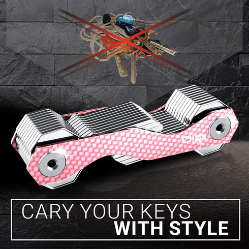 Smart Compact Key Organizer Keychain - Made of Carbon Fiber & Stainless Steel- Pocket key Chain Organizer Up to 28 Keys- Lightweight, Strong Inclu...