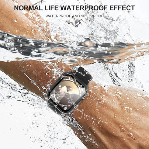 Suoman 3-Pack for Apple Watch Series 6 5 4 44mm Waterproof Case, 360° All-Round Protective Hard PC Tempered Glass Screen Protector for iWatch Seri...