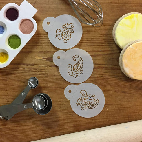 Designer Stencils Silk Paisley Cookie Stencils, Mini, Beige/Semi-Transparent...