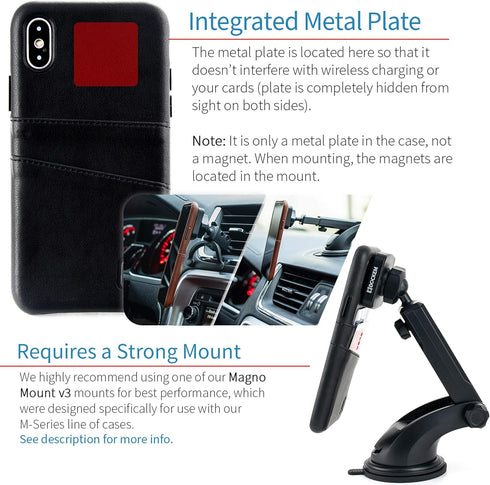 Dockem Wallet Case for iPhone X/XS: Built-in Metal Plate for Magnetic Mounting & 2 Credit Card Holders, (5.8" Exec M2, Synthetic Leather, Black)...