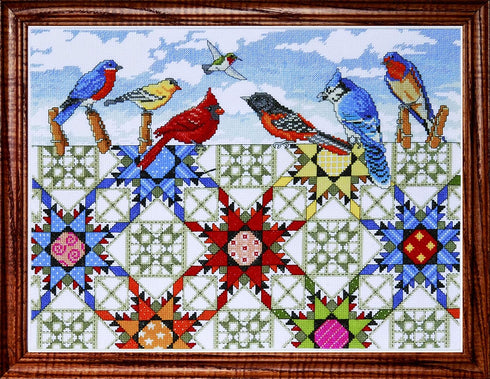 Tobin Feathered Stars, 12'' x 16' Counted Cross Stitch Kit, Red, by The Yard...