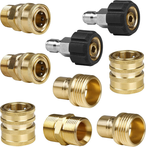 Pressure Washer Adapter Set, Quick Disconnect Kit, M22 Swivel to 3/8'' Quick Connect, 3/4" to Quick Release, M22 to M22 Convert...