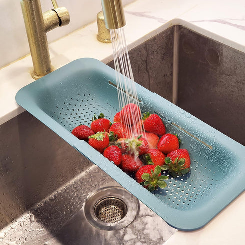 Makerstep Over the Sink Colander Strainer Basket - Expandable, Wash, Drain, and Dry. - New Home Kitchen Essentials, Multifunctional Kitchen Gadget...