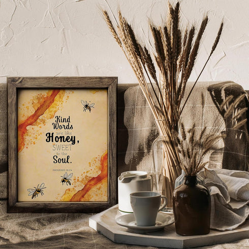 Posterizer 1 pcs-kind words are like honey-Religious Posters-Comedy Art-Gift for Daughter, Son, Kids-Gifts for Christians - Decor for Home & Offic...