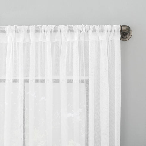 Clean Window Color Block Accent Anti-Dust Allergy/Pet Friendly Anti-Dust Sheer Curtain Panel, 50" x 84", Linen...