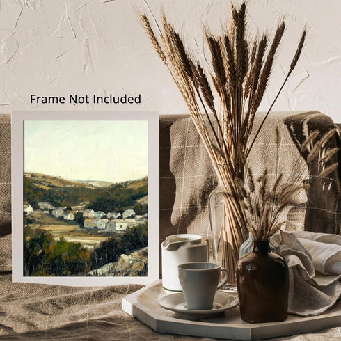 Posterizer 1 pcs-vintage oil painting style-rural landscape of old villages 2-Collectibles & Fine Art-Landscape & Nature Art-Gift for Art Lovers- ...