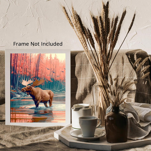 Posterizer 1 pcs-vibrant abstract nature scene with beautiful moose 1-Art for Animal Lovers-Abstract & Modern Art-Gift for Men Women Entrepreneur ...