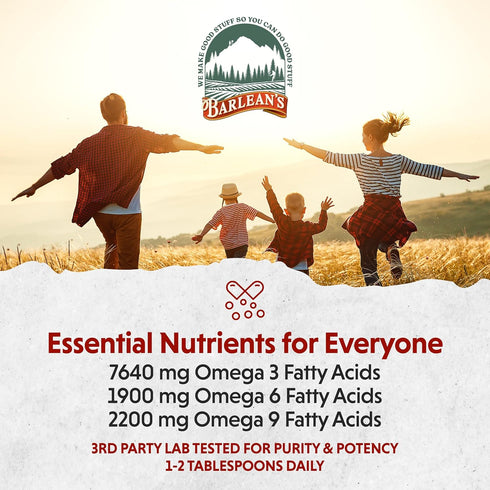 Barlean's Organic Flaxseed Oil Liquid from Fresh Cold Pressed Flax Seeds, 7,640mg ALA Omega 3 Fatty Acid Supplement for Skin and Hair Care, Vegan ...