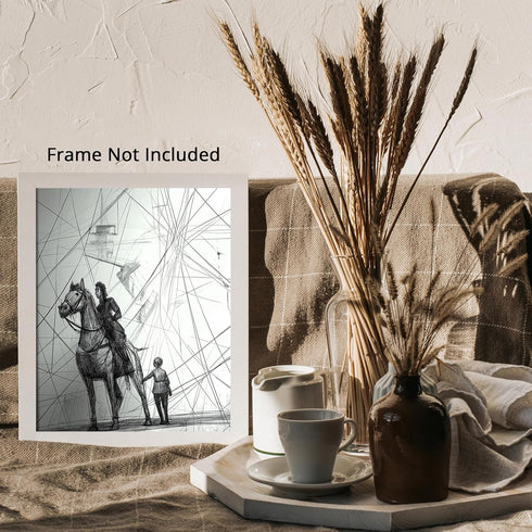 Posterizer 1 pcs-minimalist pencil drawing style-Don Quixote and his loyal squire inspired art 2-Men's Art Collection Gifts for Men Decor for Home...