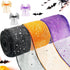 Craftsatin 3 Rolls 60 Yards Halloween Decor Mesh Ribbon Wired Edge Craft Ribbon 2.5 Inch x 60 Yards Purple Orange Black Glitter Ribbon for Gift Wr...
