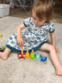 TOWO Wooden Stacking Rings Baby –Lovely Caterpillar Counting Game - Colour Sorting Puzzle - 5 Pegs Ring Stacker - Counting Rings Early Learning Wo...