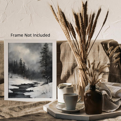 Posterizer 1 pcs-beautiful scenary of snowy winter in oil painting style-9-Landscape & Nature Art-GIft for Men Women Teens-Dining Room Decor- unfr...