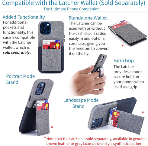 Dockem Luxe M1 Card Case for iPhone 12 Pro Max: Slim Canvas-Style Synthetic Leather Wallet Case with Built-in Metal Plate for Magnetic Mounting an...