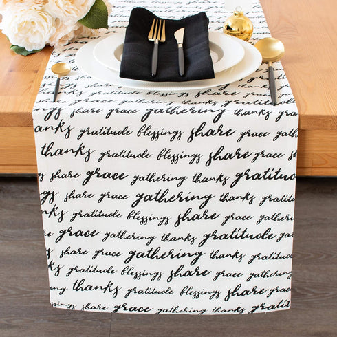 Thanksgiving Table Runner with Quotation (Off-White, 14x72 inch, Pack of 1) for Holiday, Halloween , Christmas , Wedding, Cocktail Party...
