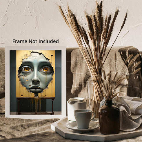 Posterizer 1 pcs-melting futuristic robotic portrait-Abstract & Modern Art-Fantasy & Fiction Art-Gift for Art Lovers-Decor for Home & Office- UNFR...