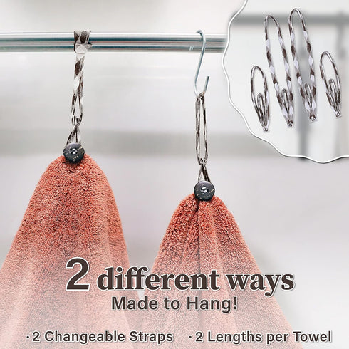 myHomeBody Hand Towels with Hanging Loops, Absorbent Charcoal Fiber Cleaning Clothes with Coconut Shell Button for Kitchen, Round Shape, Set of 2,...