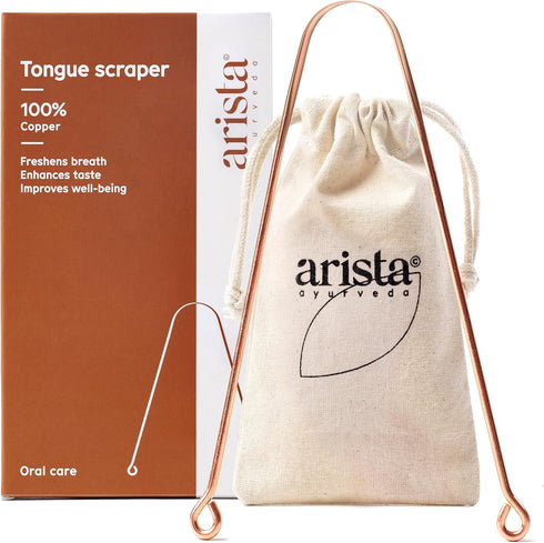 Arista Copper Tongue Scraper for Adults, 100% Copper Tongue Cleaner for Kids, Extreme Bad Breath Treatment for Adults, Copper Metal Tongue Scraper...