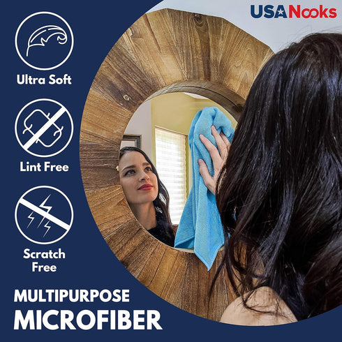 Microfiber Cleaning Cloth - Turq - 12Pcs (12.5x12.5 inch) High Performance - 1200 Washes, Ultra Absorbent Car Towel Traps Grime & Liquid for Strea...