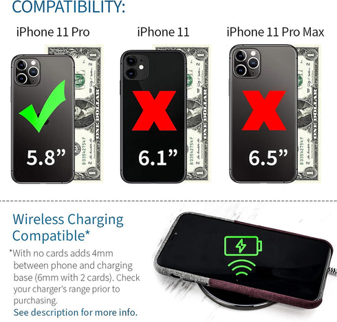 Dockem Wallet Case for iPhone 11 Pro: Built-in Metal Plate for Magnetic Mounting & 2 Credit Card Holder Slots (5.8" Luxe M2 Synthetic Leather, Mar...