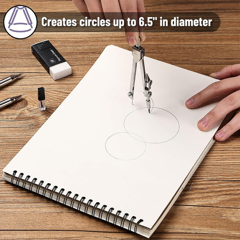 Mr. Pen- Compass for Geometry, Silver with Extra Leads, Metal Compass Drawing Compass, Geometry Compass, Math Compass, Compass Drawing, Drafting C...
