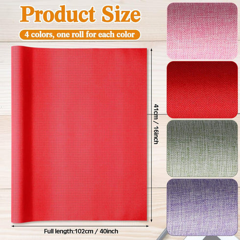 4 Pcs 40 x 16 Inches Book Cloth Bookcover Fabric Surface with Paper Backed Book Binding Cloth Fabric Book Cover for Scrapbooking Album DIY Craft S...