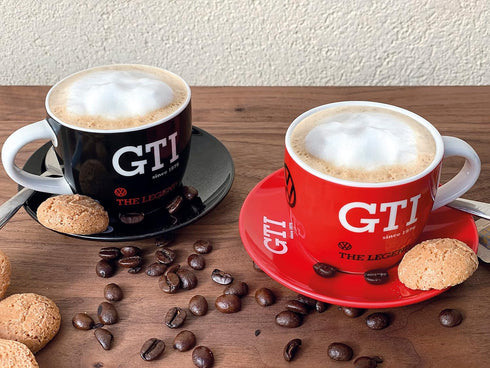 BRISA VW Collection - Volkswagen Espresso Cups Coffee-Tea-Cappuccino Set in GTI Design (The Legend/Red & Black/2-Piece Set/100ml/3.4 fl oz)...